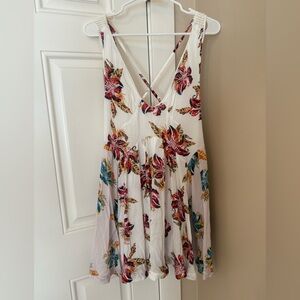 Free People Pink and Red Sundress Sleeveless Spaghetti Strap